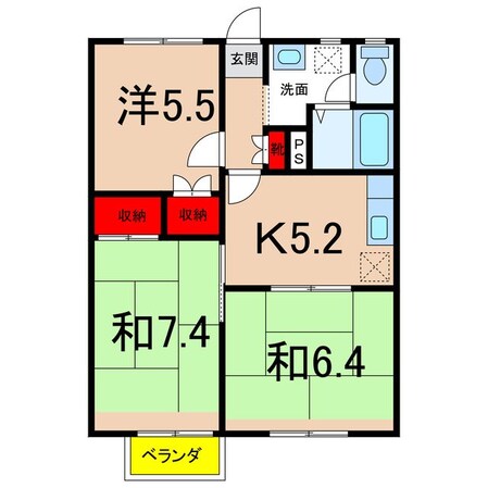 新賀ハイツAの物件間取画像